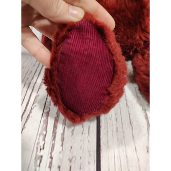 Maroon red Valentine's Day stuffed teddy bear with bow stuffed animal plush - Picture 3 of 6